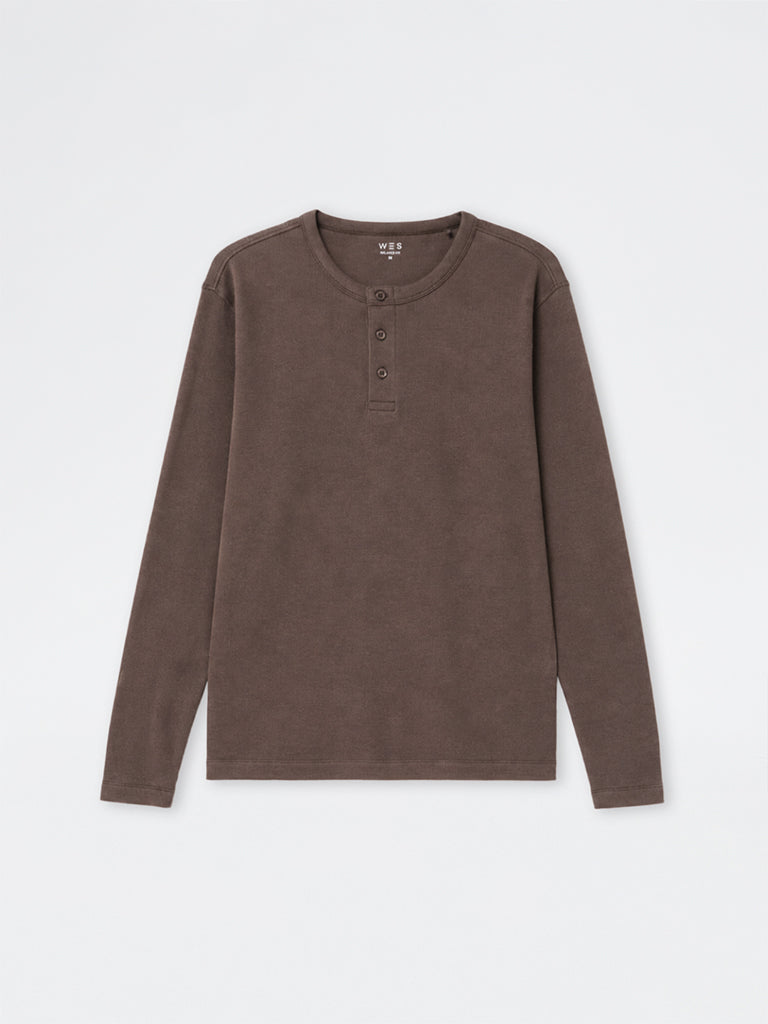 WES Casuals Dark Brown Relaxed-Fit Cotton-Blend T-Shirt