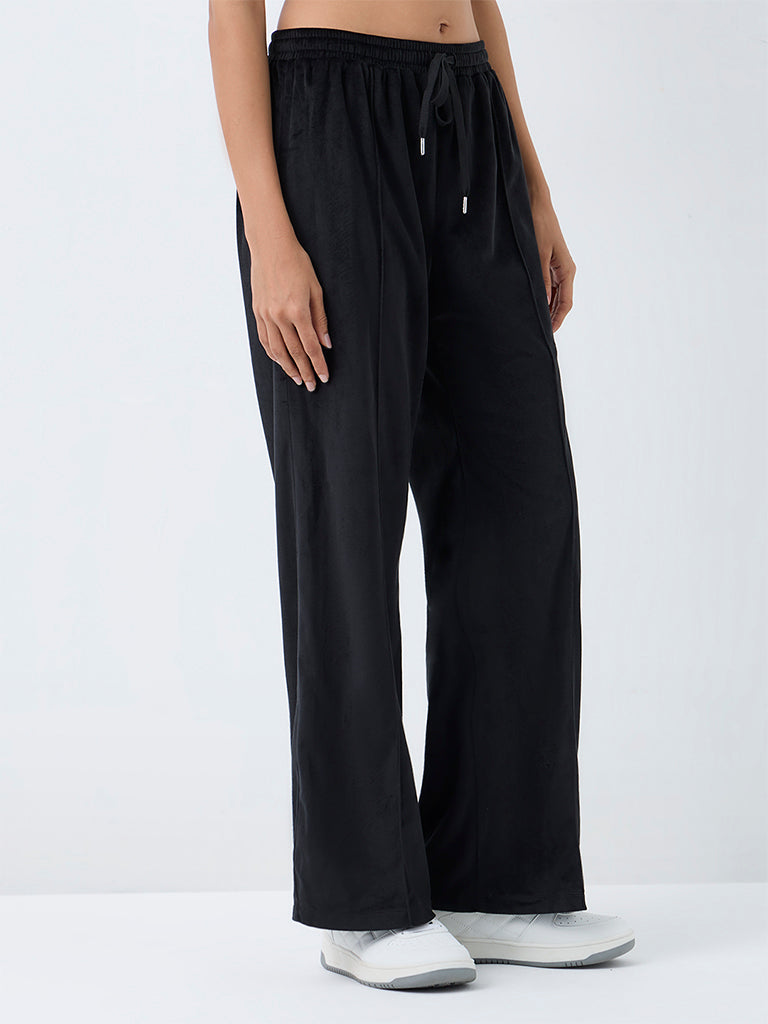 Nuoflexx Black Velour High-Rise Track Pants