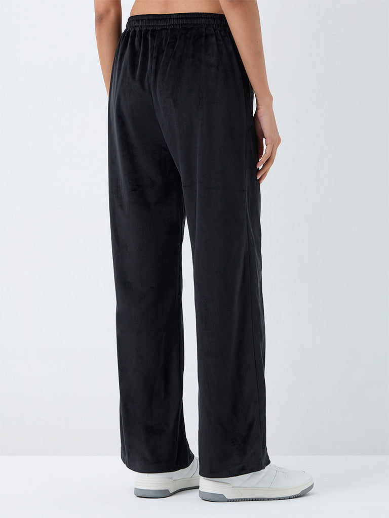 Nuoflexx Black Velour High-Rise Track Pants