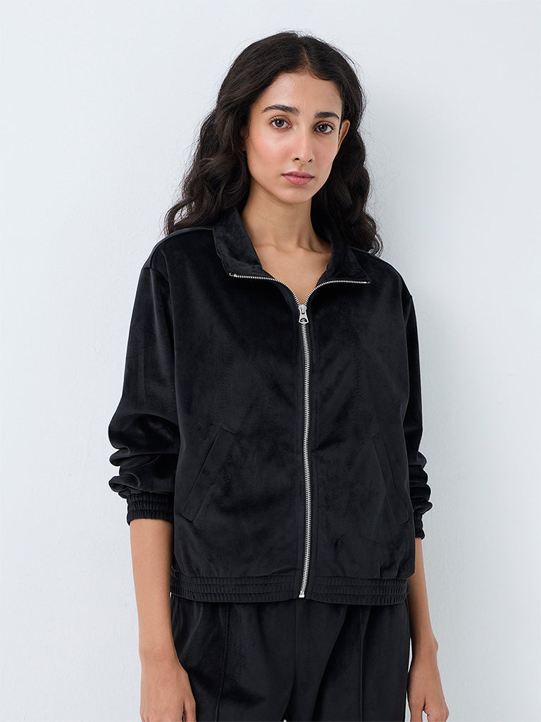 Nuoflexx Black Solid Velour Jacket