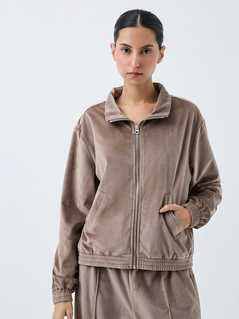 Nuoflexx Brown Solid Suede Jacket