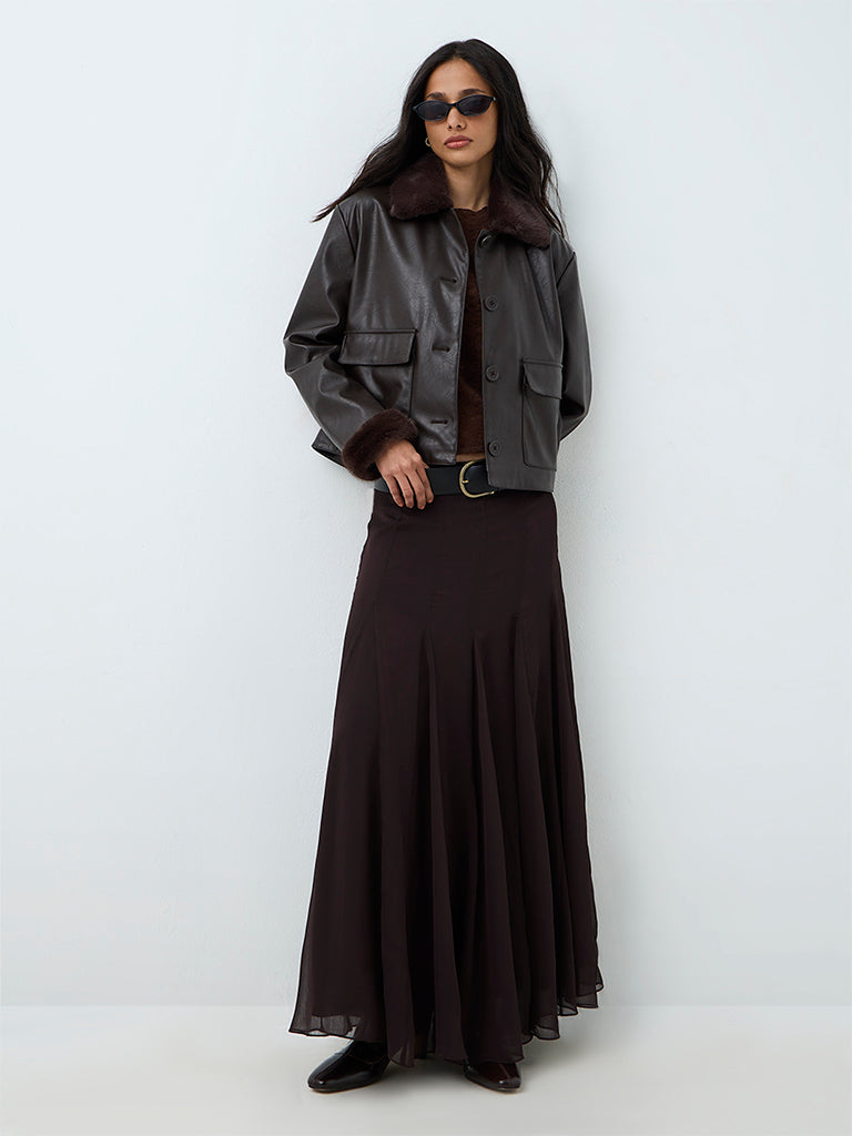 LOV Dark Brown Faux Leather Jacket