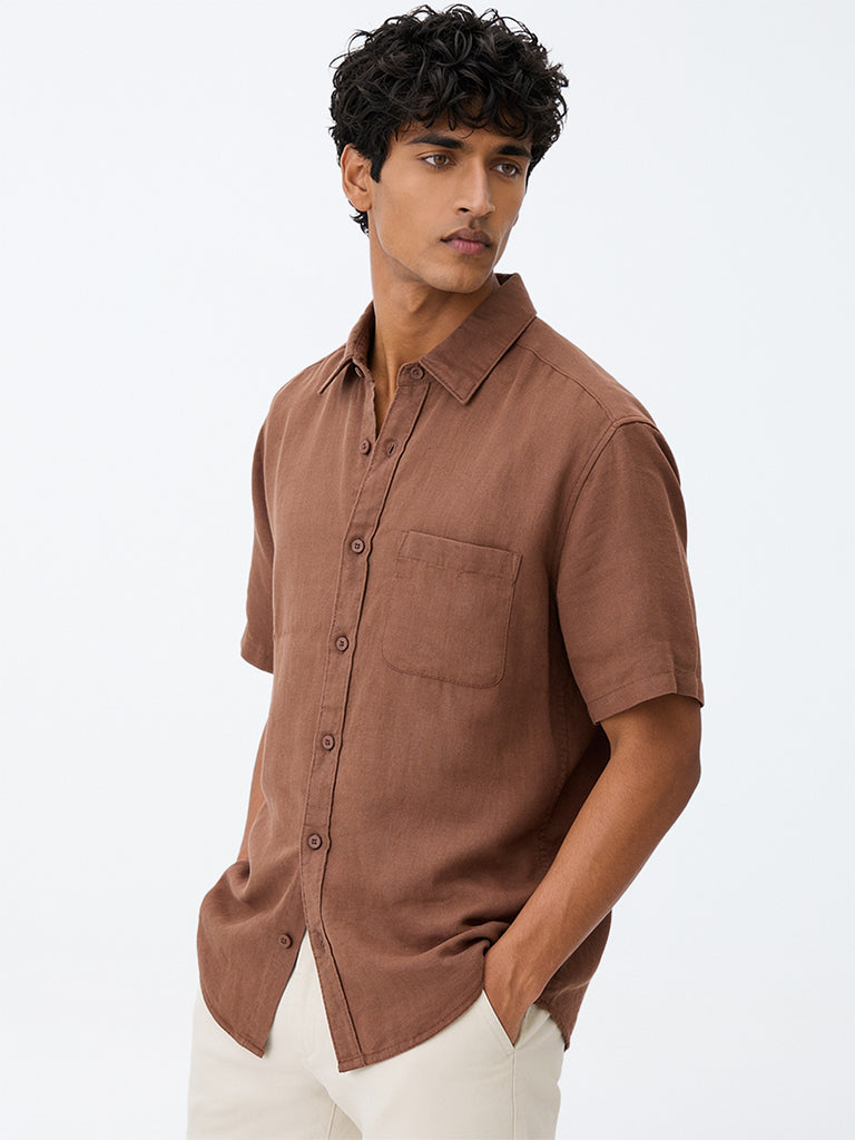 WES Casuals Light Brown Relaxed-Fit Shirt