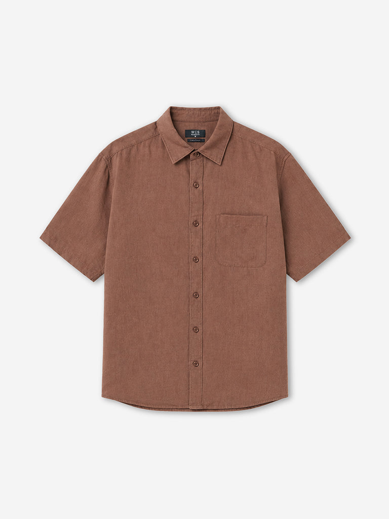 WES Casuals Light Brown Relaxed-Fit Shirt