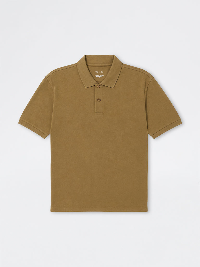WES Casuals Mustard Relaxed-Fit Cotton-Blend Polo T-Shirt