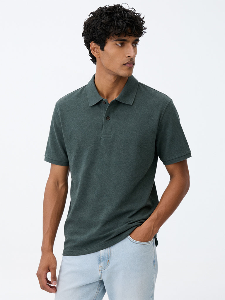 WES Casuals Sage Relaxed-Fit Cotton-Blend Polo T-Shirt