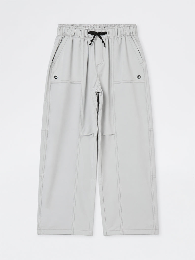 Boys Grey Panelled Mid-Rise Pants