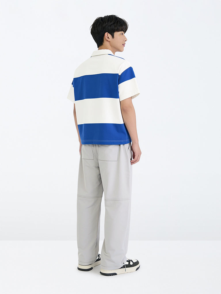 Boys Grey Panelled Mid-Rise Pants