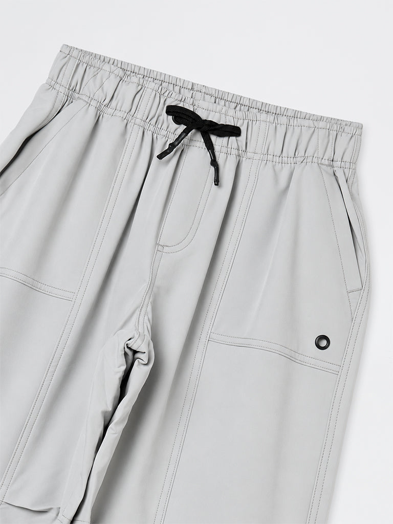 Boys Grey Panelled Mid-Rise Pants