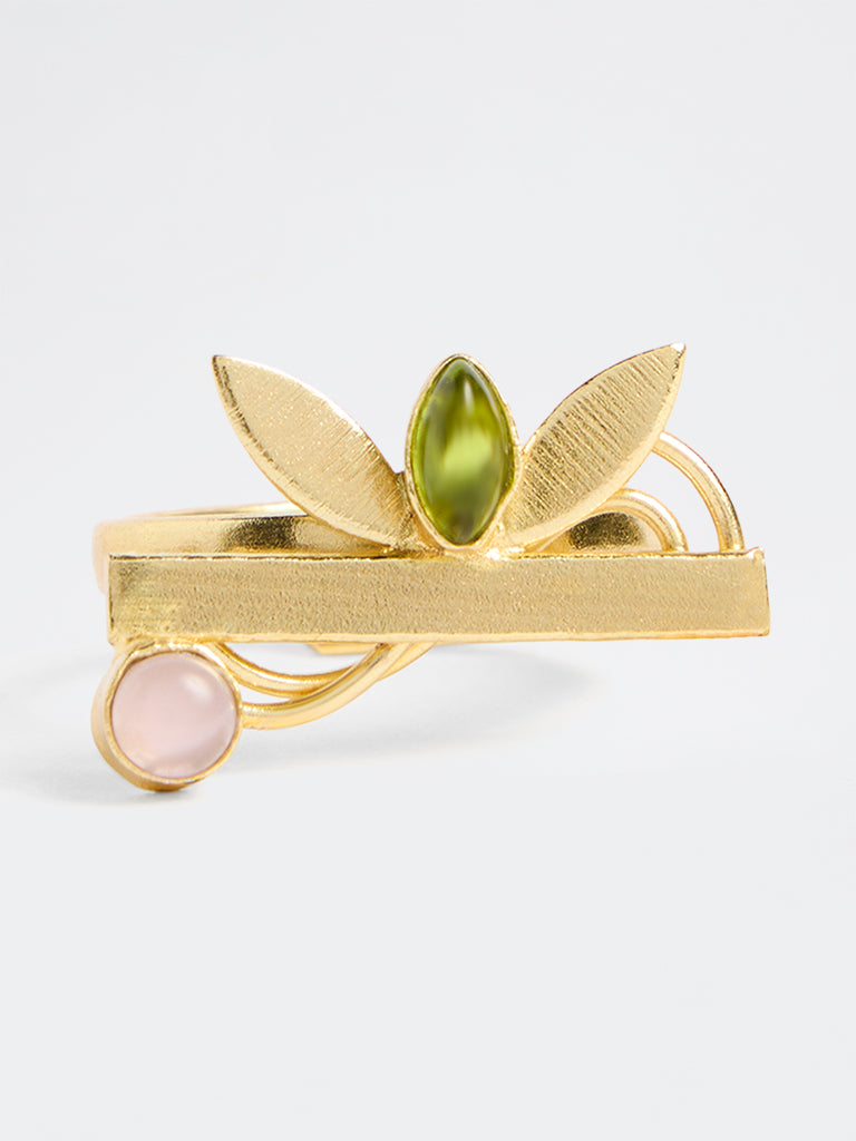 Westside Accessories Gold Leaf Design Statement Ring