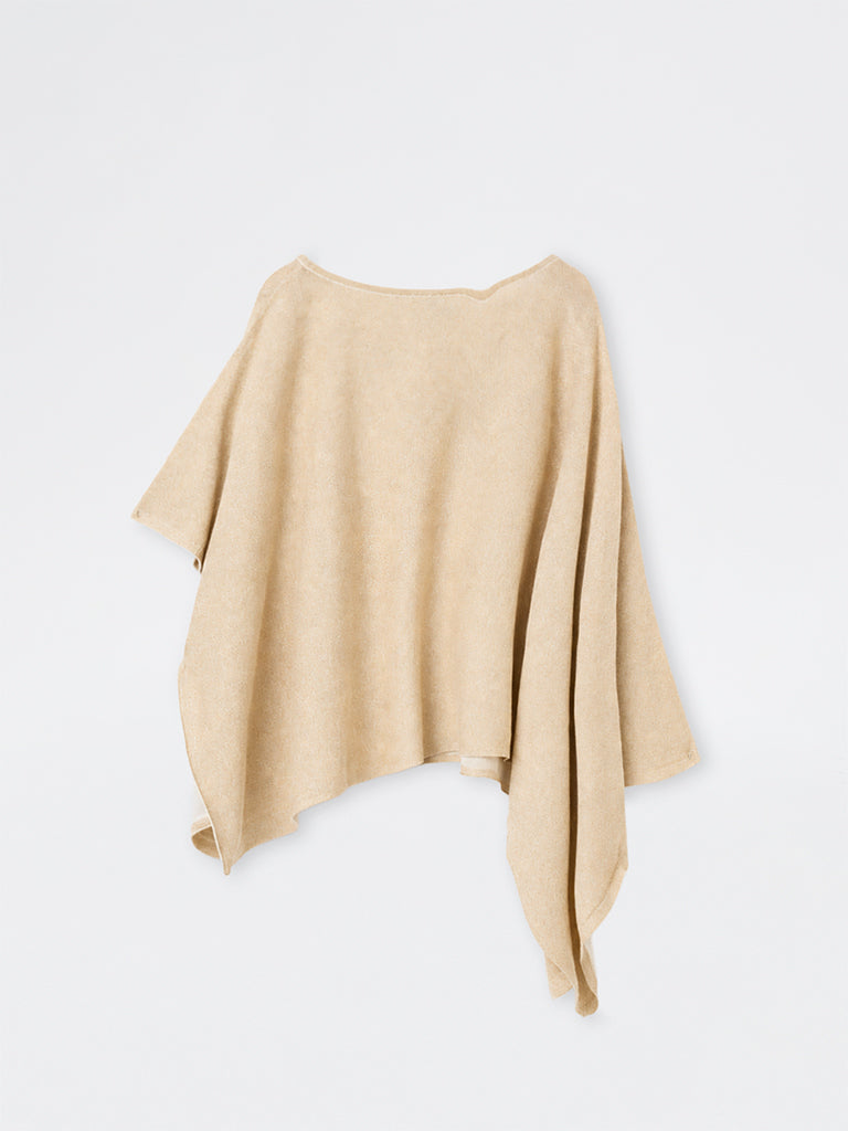 Gia Gold Knitted Asymmetrical Cotton-Blend Top