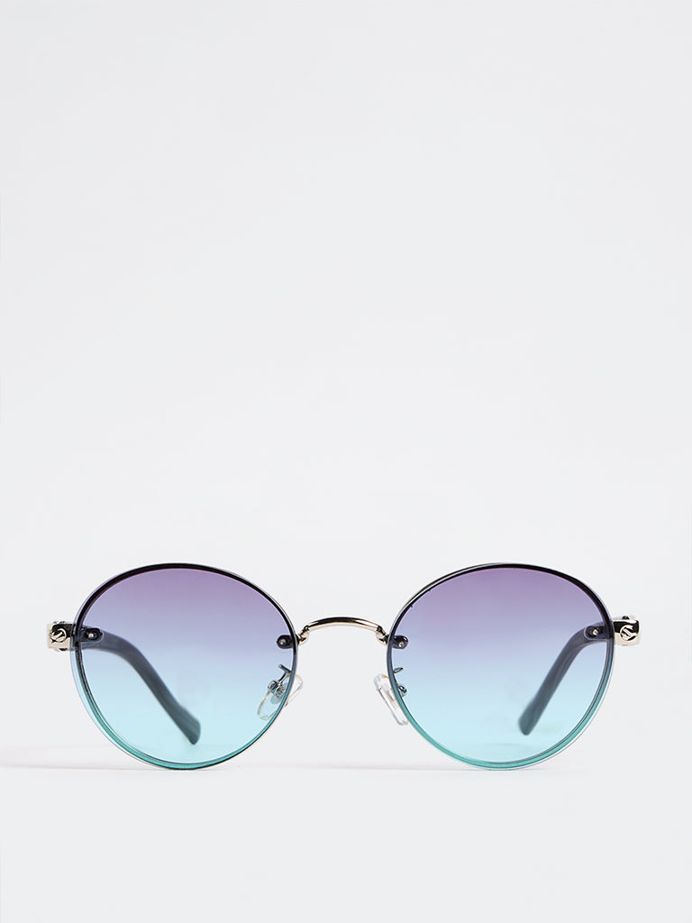 Nuon Blue Metal Frame Sunglasses - Comes with a Pouch and Cleaning Cloth