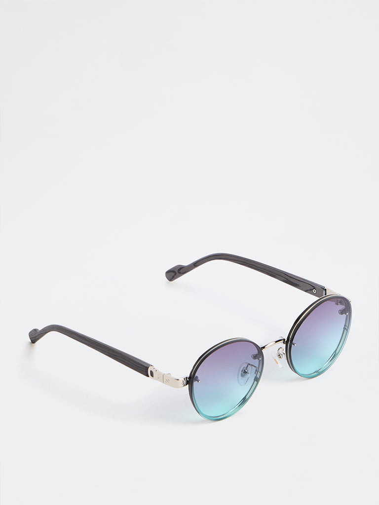 Nuon Blue Metal Frame Sunglasses - Comes with a Pouch and Cleaning Cloth