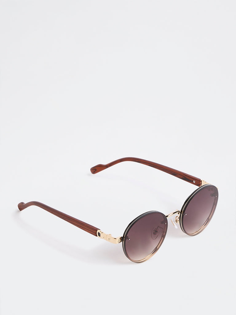 Nuon Brown Metal Frame Sunglasses - Comes with a Pouch and Cleaning Cloth