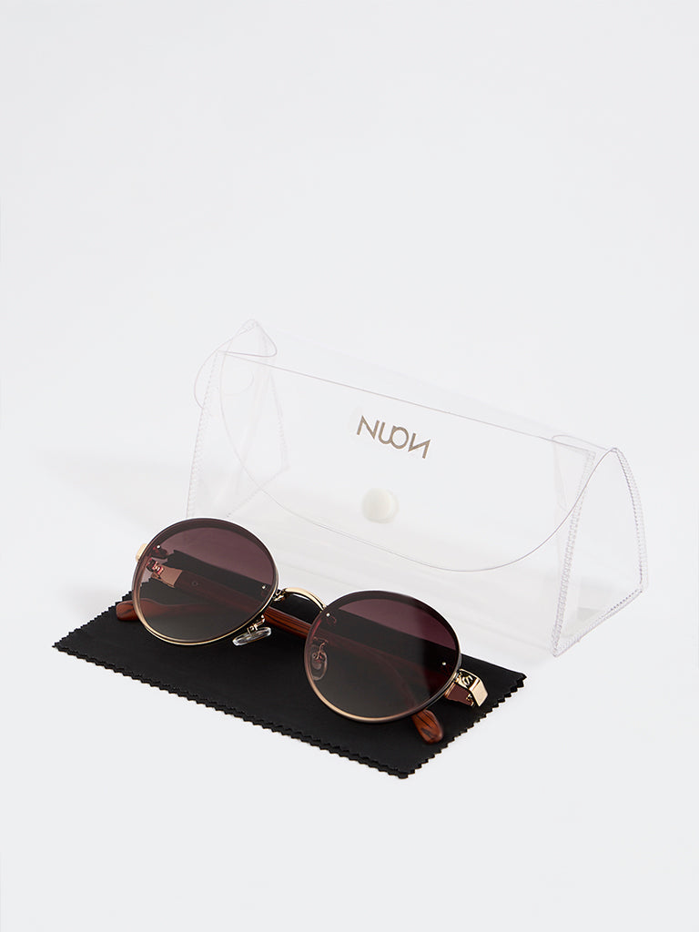 Nuon Brown Metal Frame Sunglasses - Comes with a Pouch and Cleaning Cloth