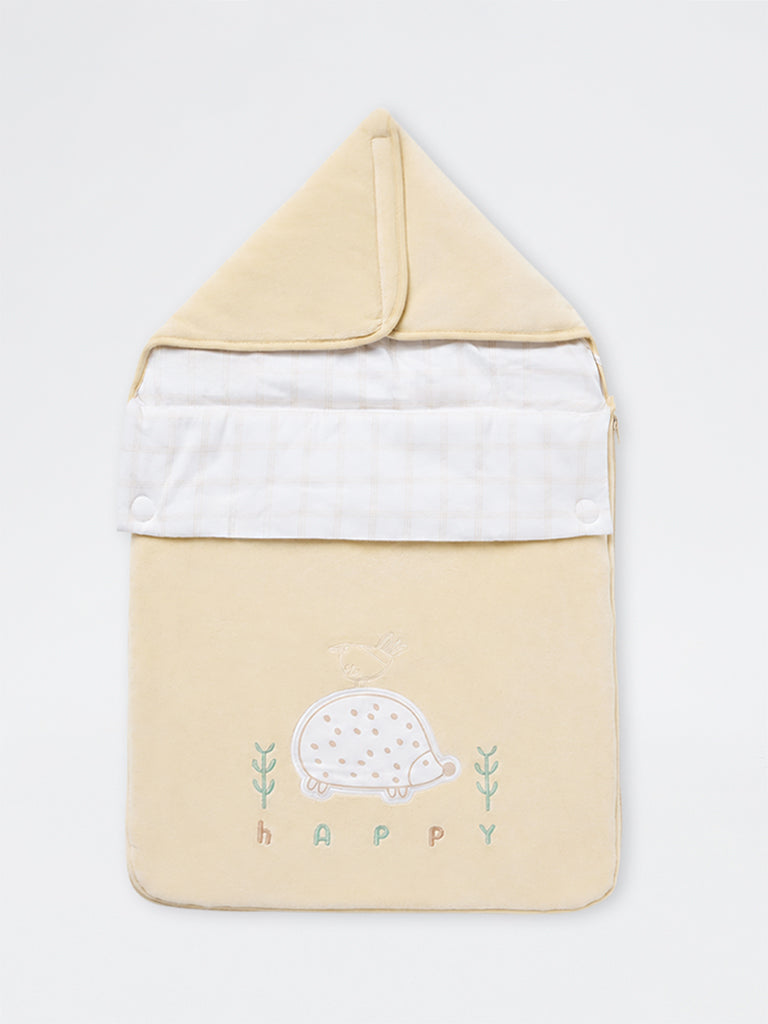 HOP Baby Boys Yellow Animal-Embroidered Cotton-Blend Sleeping Bag