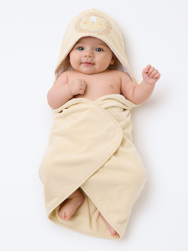 HOP Baby Boys Yellow Animal-Embroidered Cotton-Blend Blanket