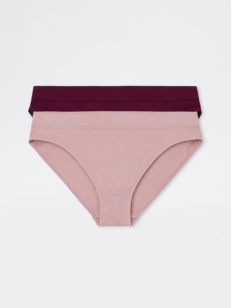 Superstar Dusty Pink Solid Cotton-Blend Bikini Briefs - Pack of 2