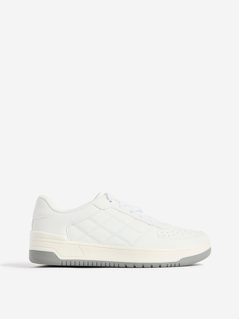 LUNA BLU White Perforated Lace-Up Sneakers