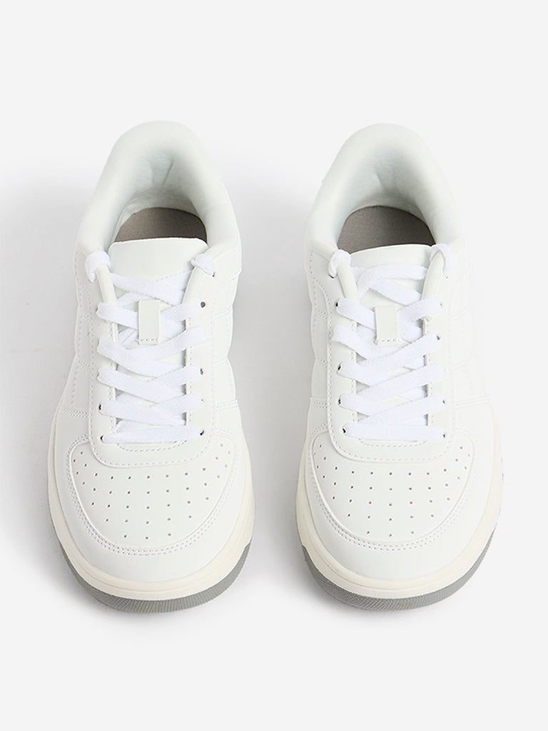 LUNA BLU White Perforated Lace-Up Sneakers