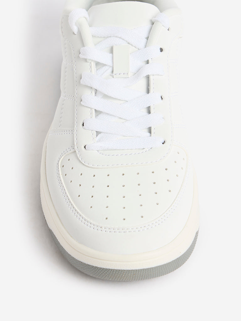 LUNA BLU White Perforated Lace-Up Sneakers