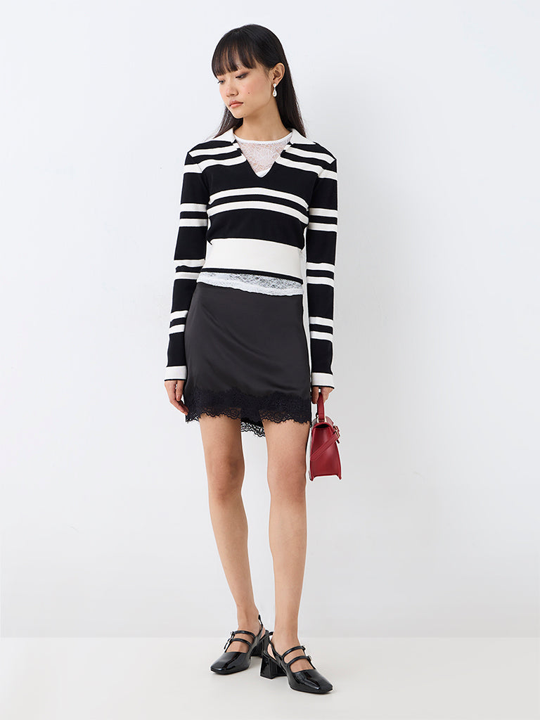 Nuon Black Striped Top