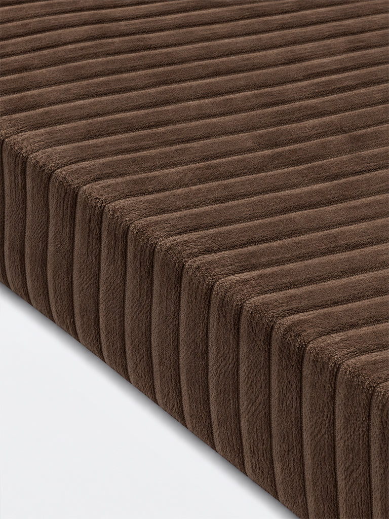 Westside Home Brown Ribbed-Textured Queen Bed Fleece Blanket