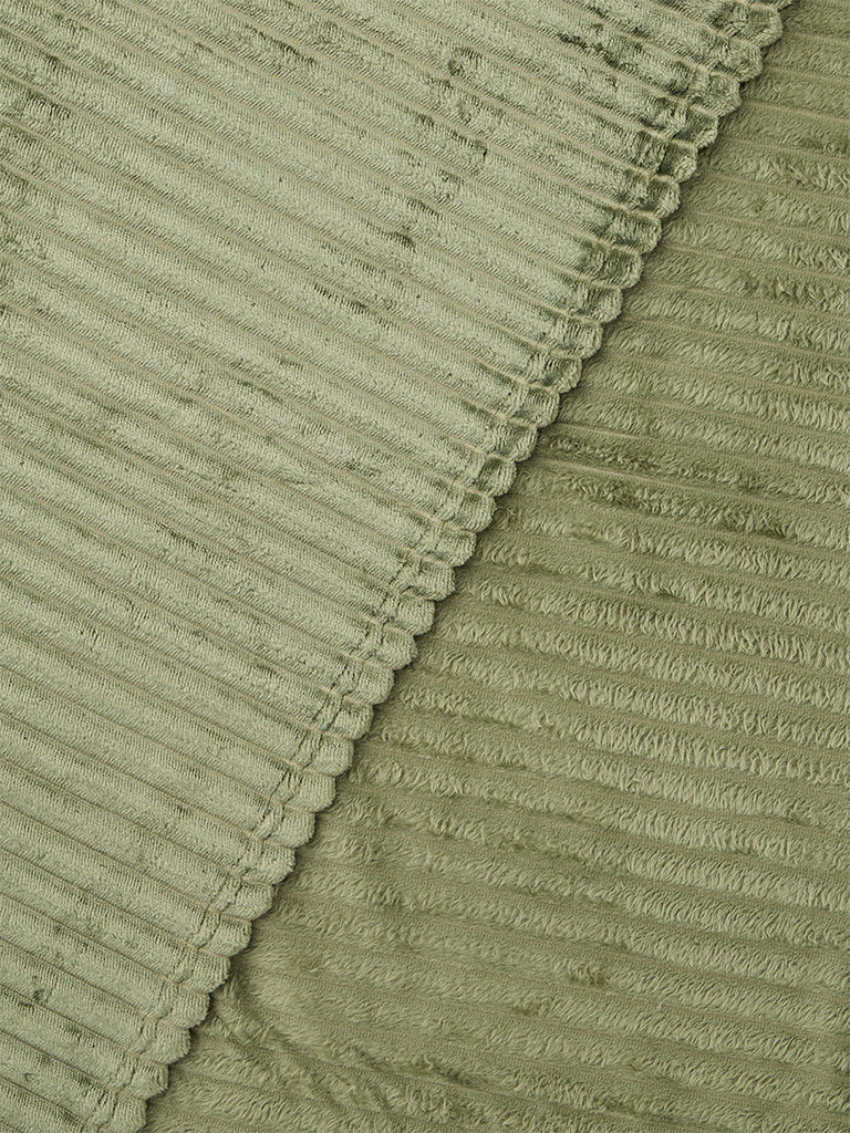 Westside Home Sage Fleece Ribbed Single Bed AC Blanket
