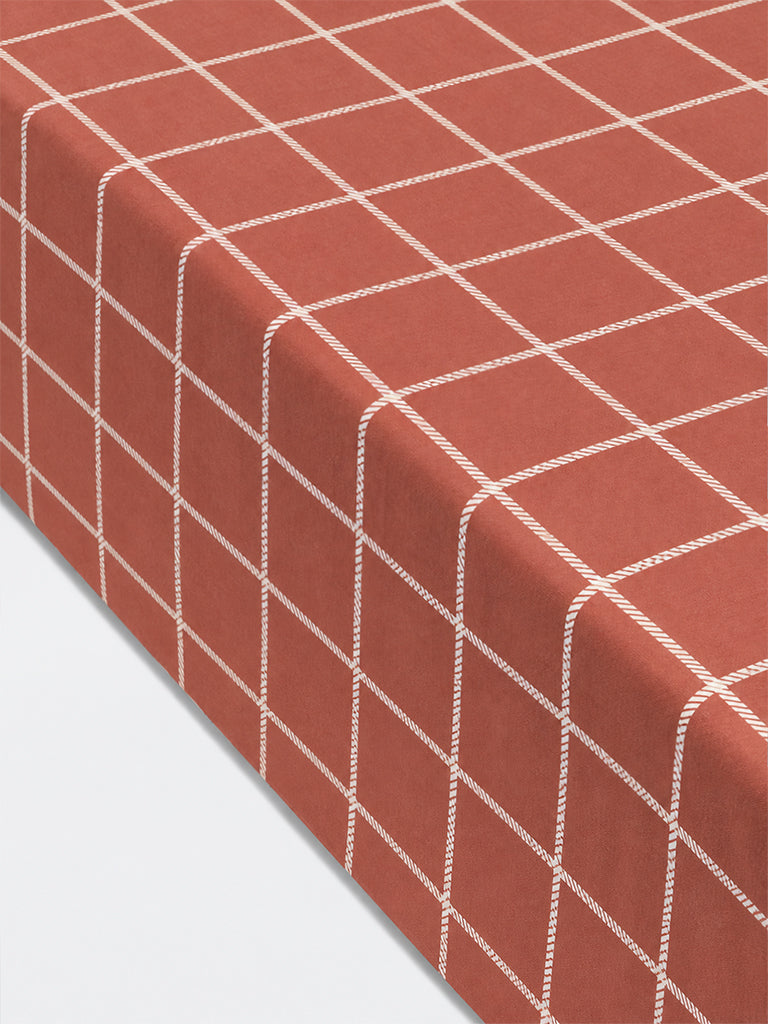 Westside Home Rust Checkered King Fitted Bed Sheet Set