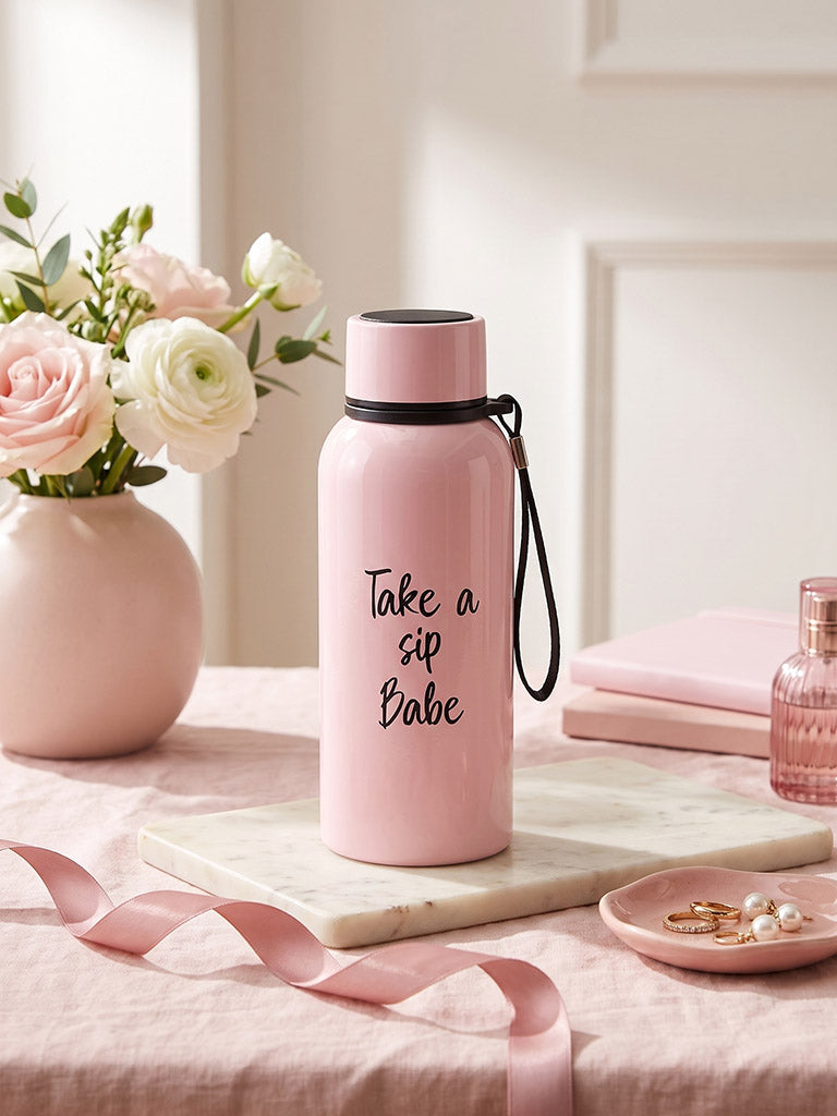 Westside Home Pink Typography Water Bottle - 500ml