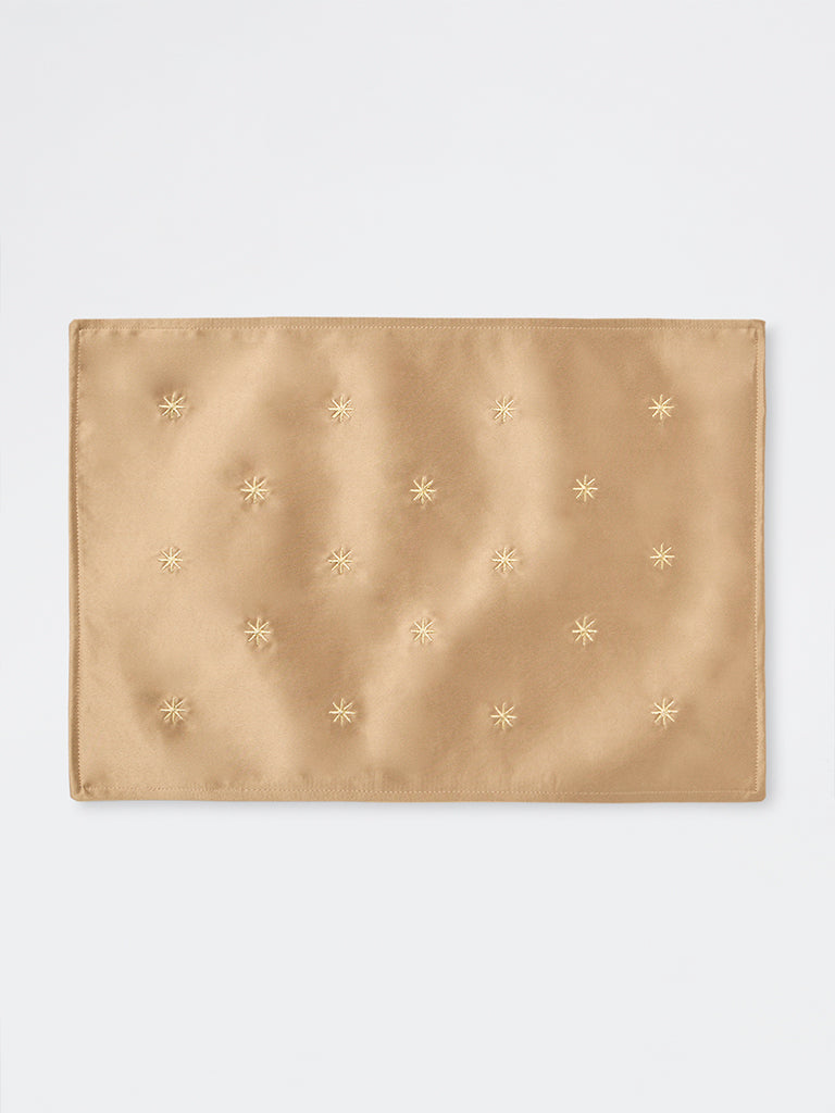 Westside Home Beige Embroidered Satin Placemats - Set of 4