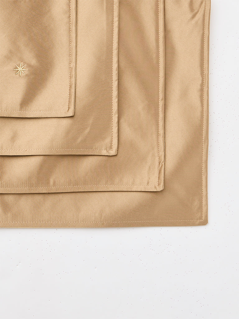 Westside Home Beige Embroidered Satin Placemats - Set of 4