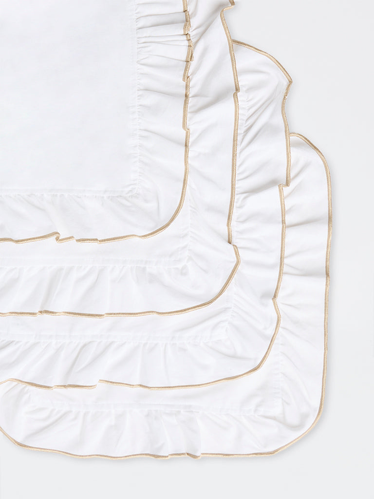 Westside Home White Solid Frilled Napkins - Set of 4
