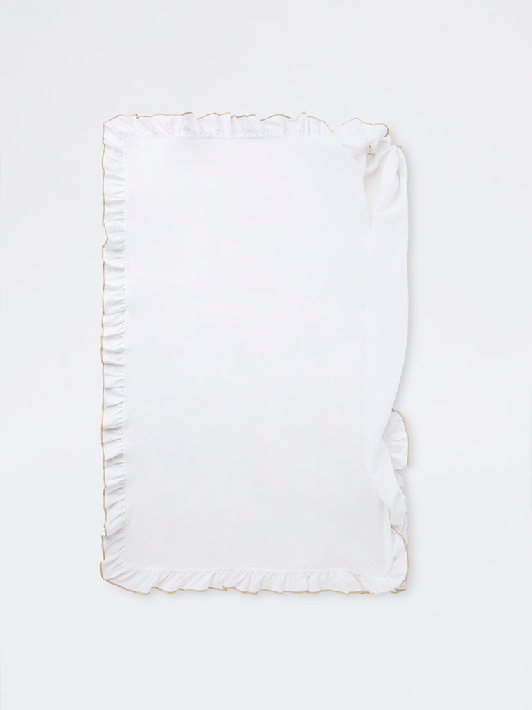 Westside Home White Solid Frilled Table Cloth