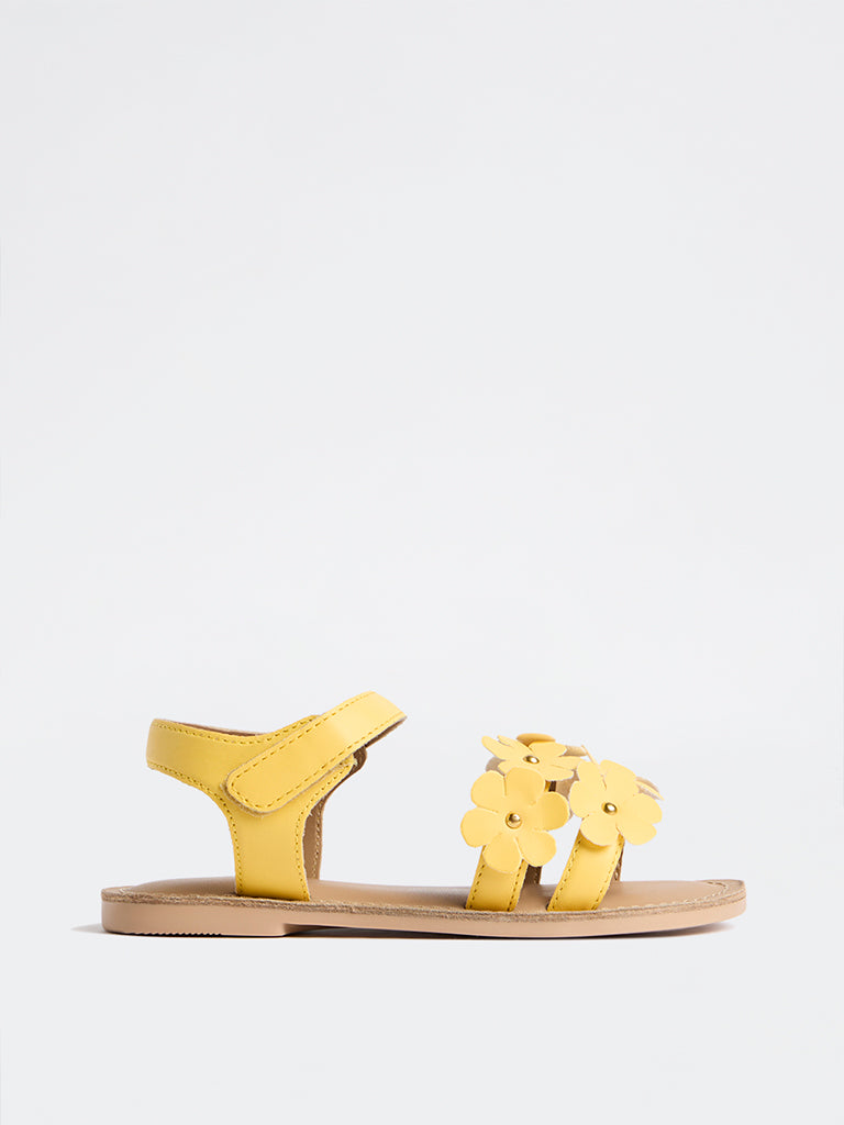 Yellow Yellow Floral Strap Sandals