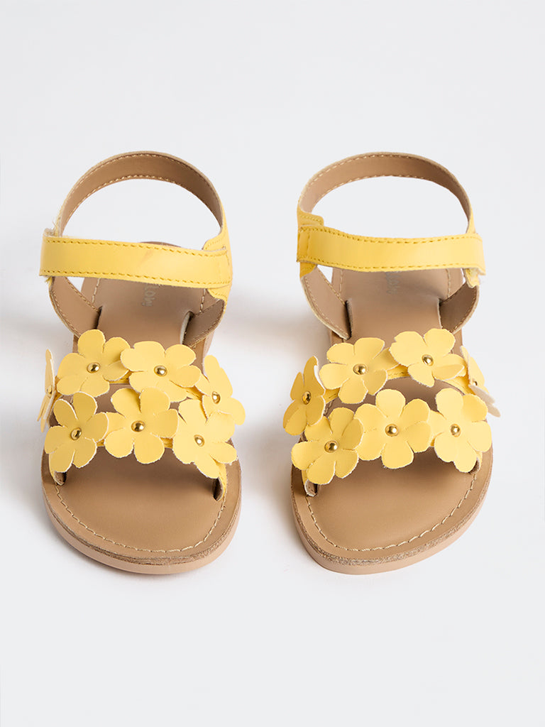 Yellow Yellow Floral Strap Sandals