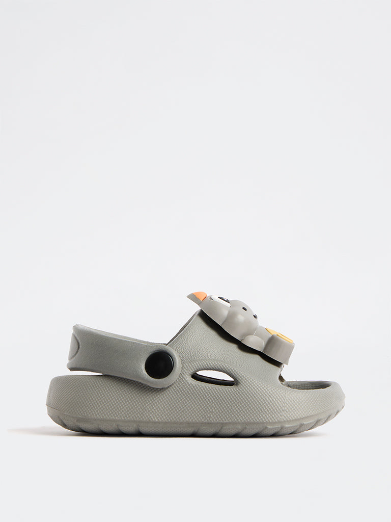 Yellow Grey Dinosaur Design Clogs
