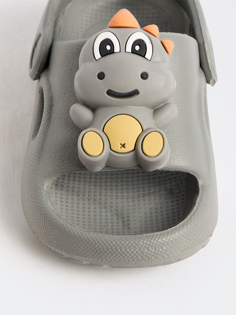 Yellow Grey Dinosaur Design Clogs