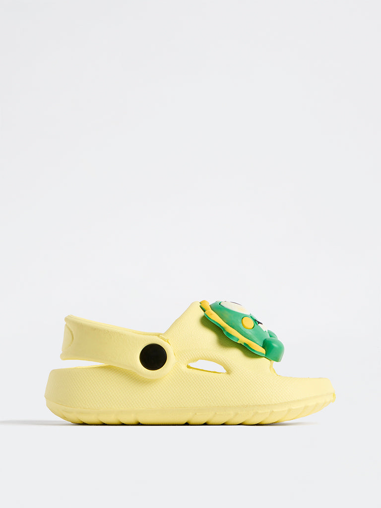 Yellow Yellow Dinosaur Applique Clogs