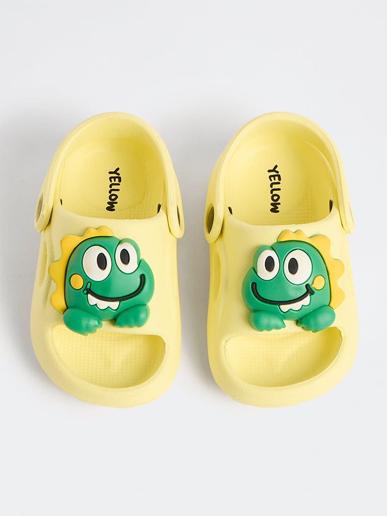 Yellow Yellow Dinosaur Applique Clogs
