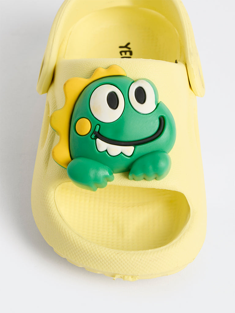 Yellow Yellow Dinosaur Applique Clogs