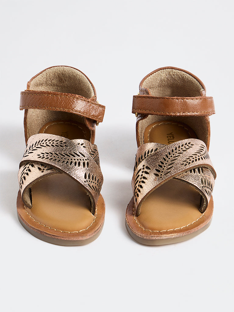 Yellow Rose Gold Criss-Cross Sandals