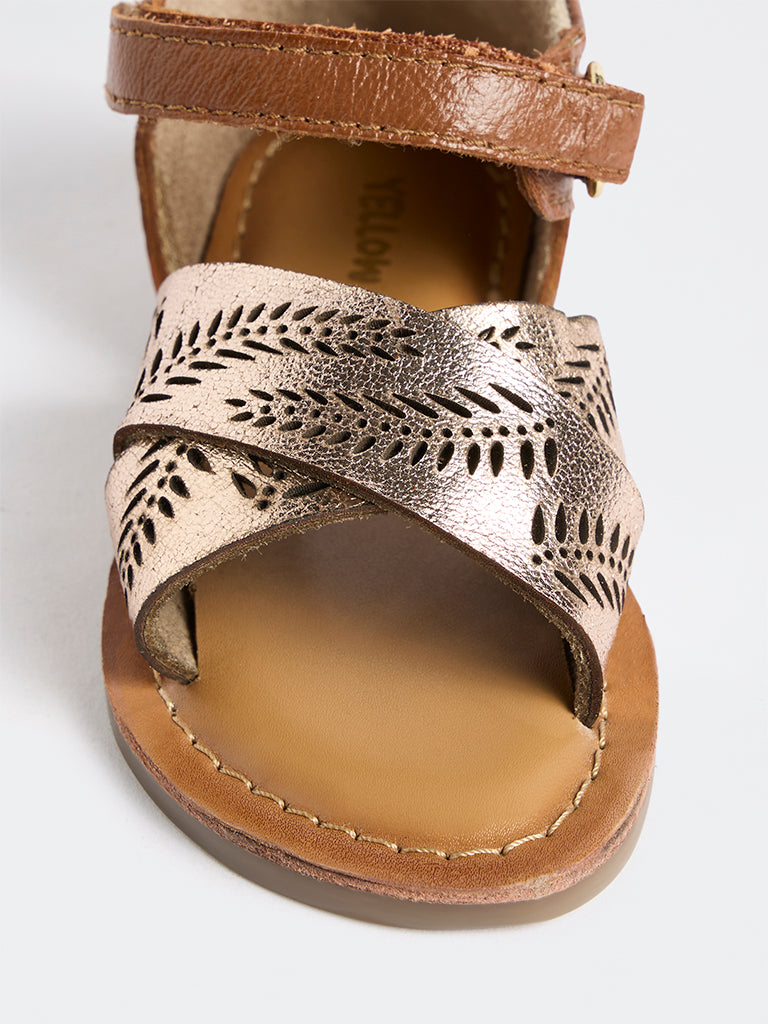 Yellow Rose Gold Criss-Cross Sandals