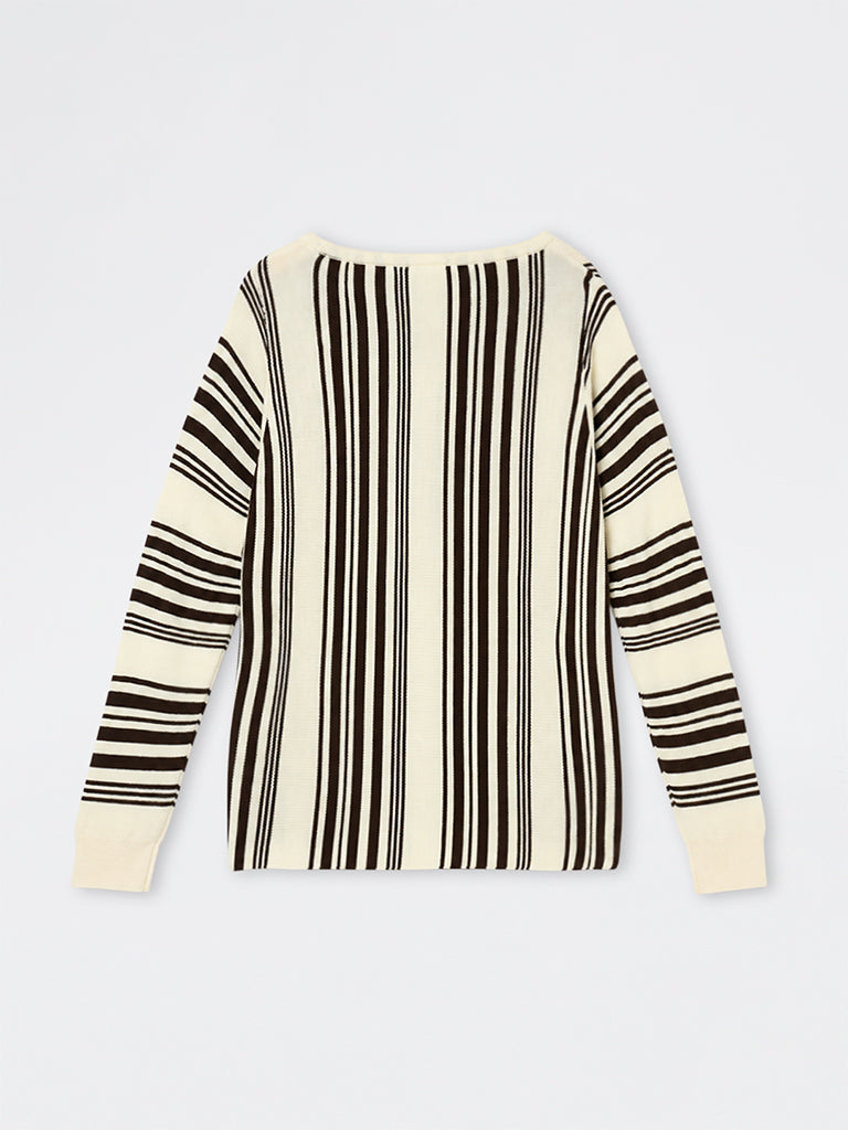 Gia Dark Brown Striped Knitted Sweater