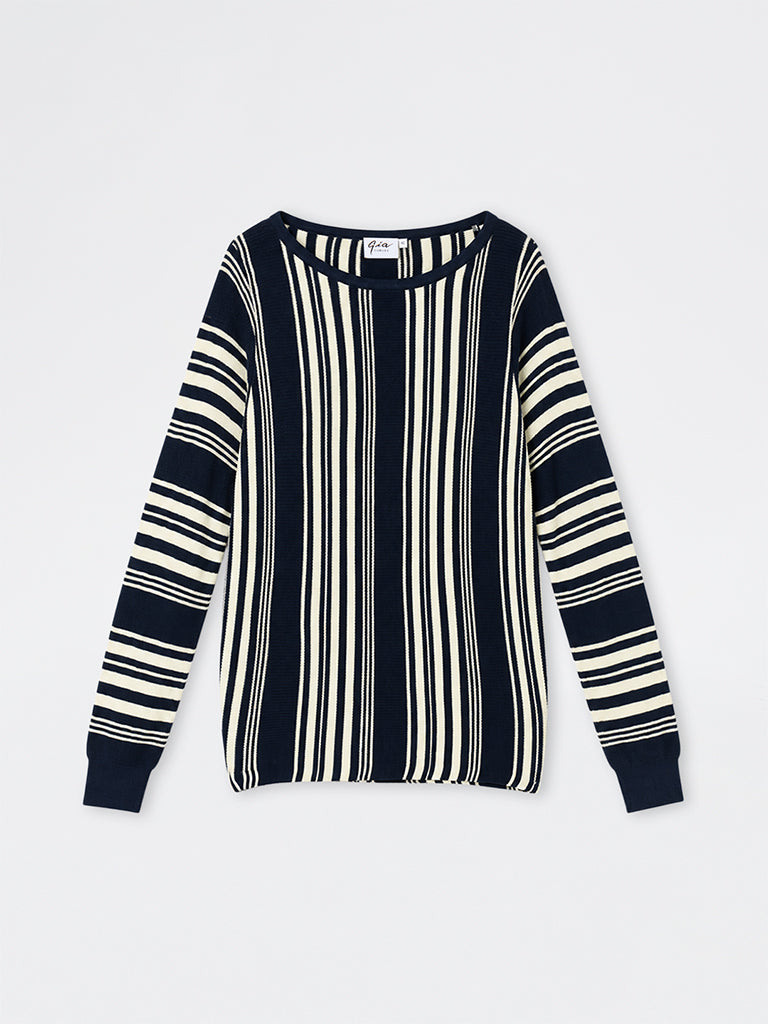 Gia Navy Striped Knitted Sweater