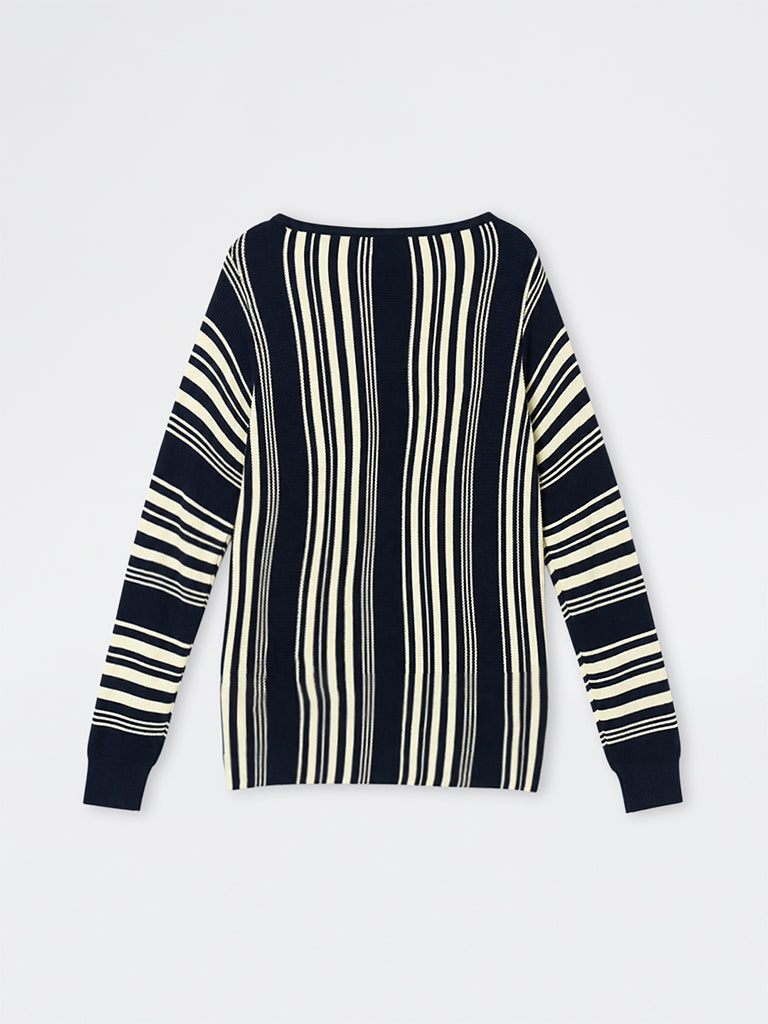 Gia Navy Striped Knitted Sweater