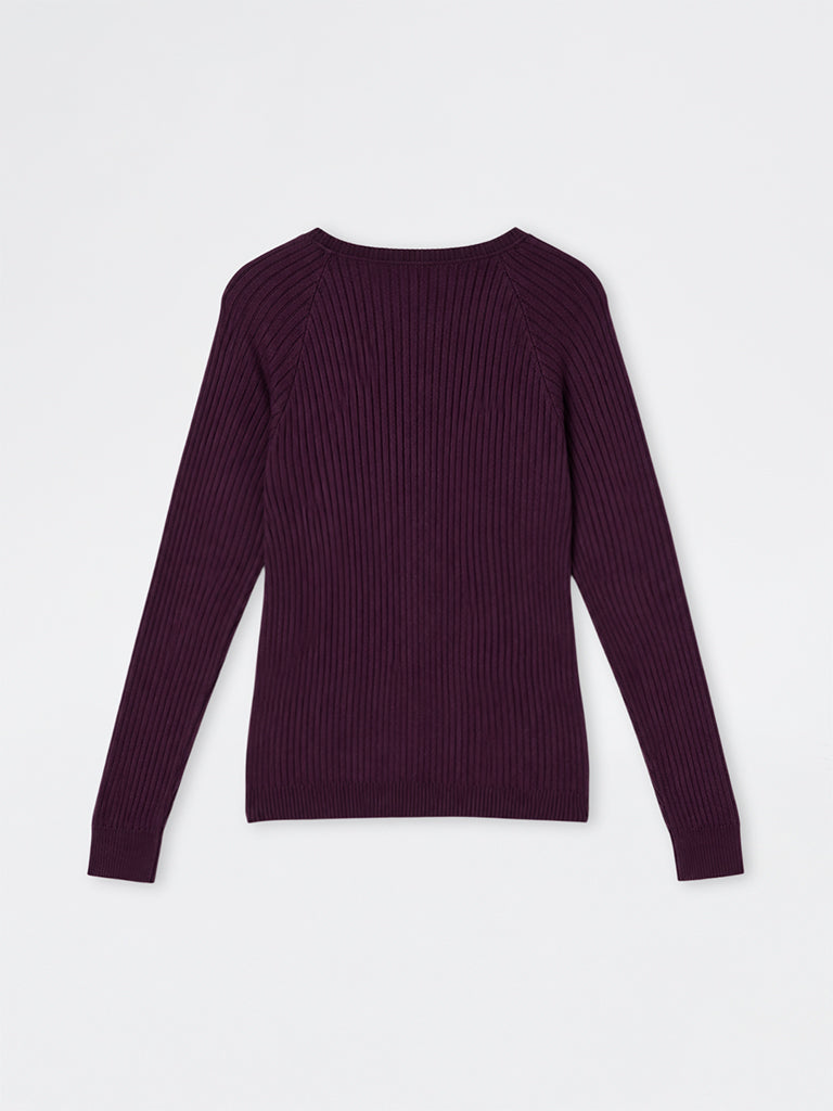Gia Purple Rhinestone Embellished Knitted Sweater
