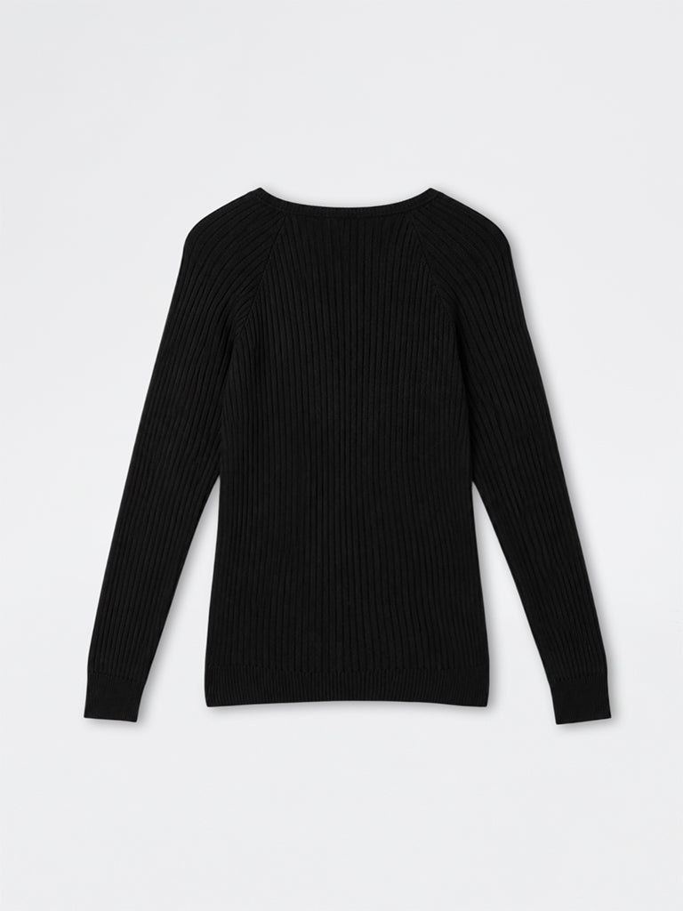 Gia Black Rhinestone Embellished Knitted Sweater