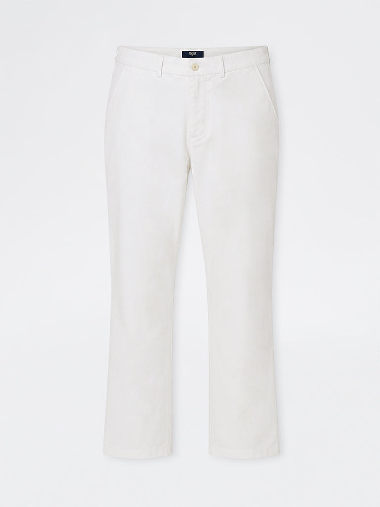 Ascot Off-White Relaxed-Fit Mid-Rise Cotton-Blend Trousers