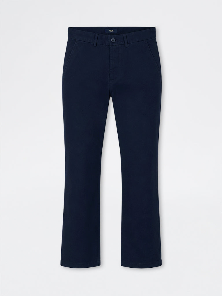 Ascot Navy Relaxed-Fit Mid-Rise Cotton-Blend Trousers